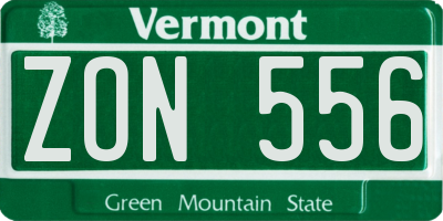 VT license plate ZON556
