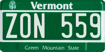 VT license plate ZON559