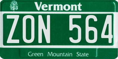 VT license plate ZON564