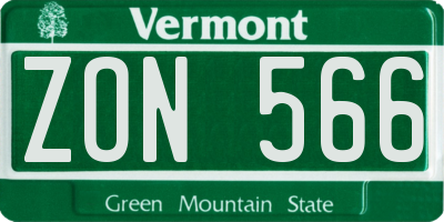 VT license plate ZON566