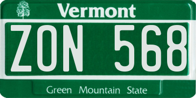VT license plate ZON568