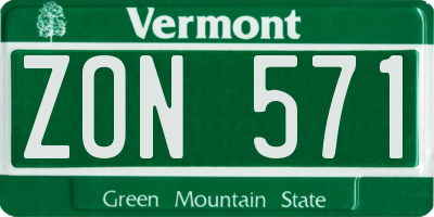 VT license plate ZON571