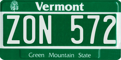 VT license plate ZON572