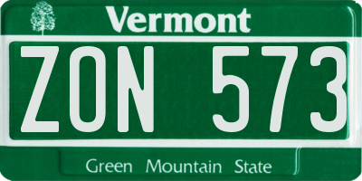 VT license plate ZON573