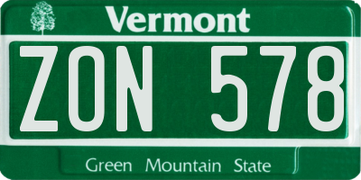 VT license plate ZON578