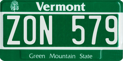 VT license plate ZON579