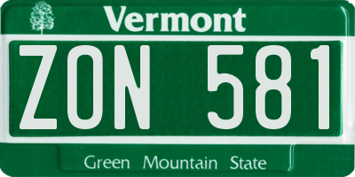 VT license plate ZON581