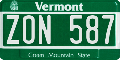 VT license plate ZON587