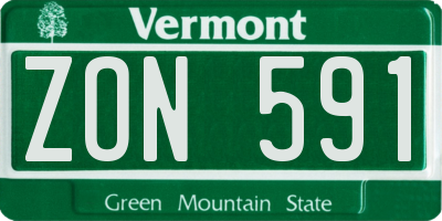 VT license plate ZON591