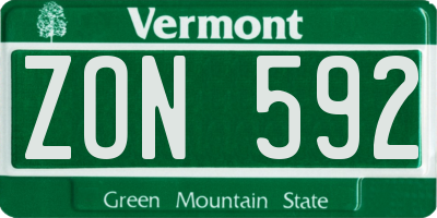 VT license plate ZON592