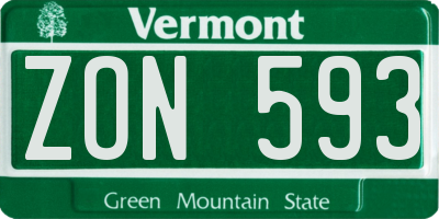 VT license plate ZON593
