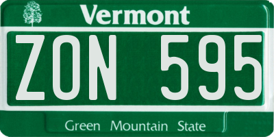 VT license plate ZON595