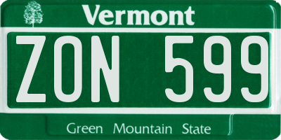 VT license plate ZON599