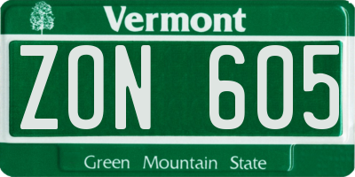 VT license plate ZON605