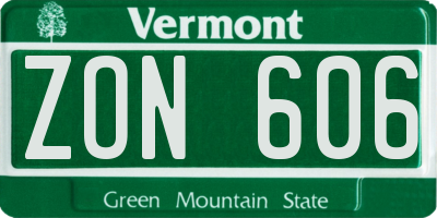 VT license plate ZON606