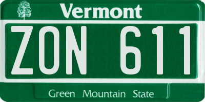 VT license plate ZON611