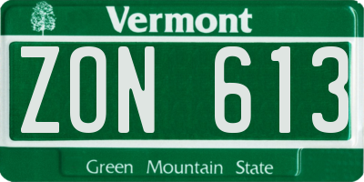 VT license plate ZON613
