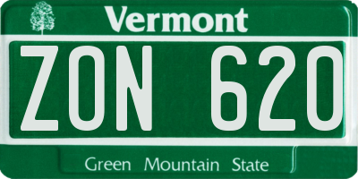 VT license plate ZON620