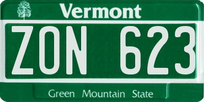 VT license plate ZON623