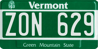 VT license plate ZON629