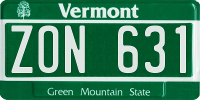 VT license plate ZON631