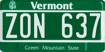 VT license plate ZON637