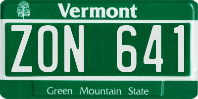 VT license plate ZON641