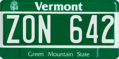 VT license plate ZON642