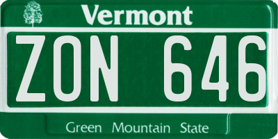 VT license plate ZON646