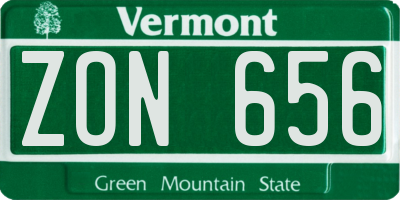 VT license plate ZON656