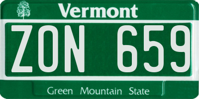 VT license plate ZON659