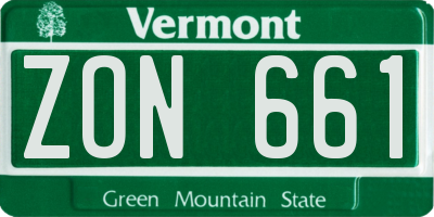VT license plate ZON661