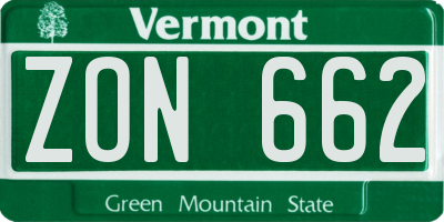 VT license plate ZON662