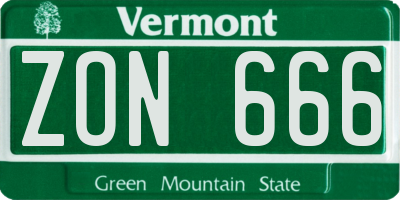 VT license plate ZON666