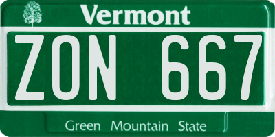 VT license plate ZON667