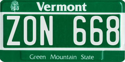 VT license plate ZON668