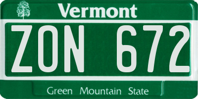 VT license plate ZON672