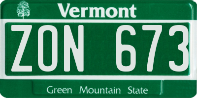 VT license plate ZON673