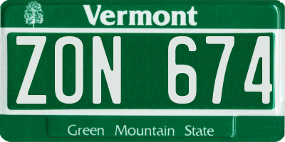 VT license plate ZON674