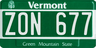 VT license plate ZON677