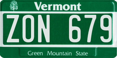 VT license plate ZON679