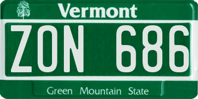 VT license plate ZON686