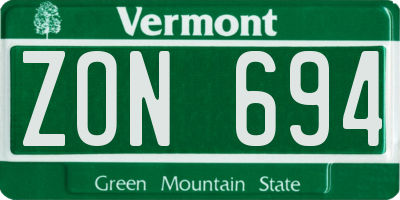VT license plate ZON694