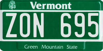 VT license plate ZON695