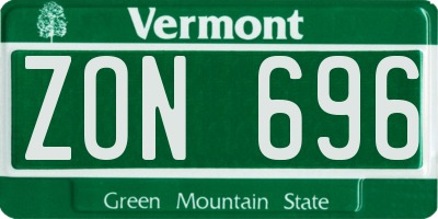 VT license plate ZON696