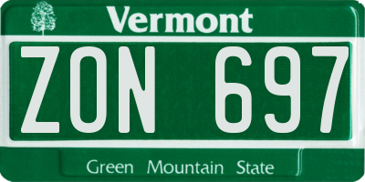 VT license plate ZON697