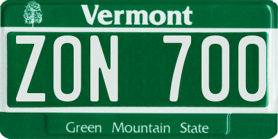 VT license plate ZON700
