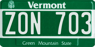 VT license plate ZON703