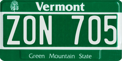 VT license plate ZON705