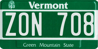 VT license plate ZON708